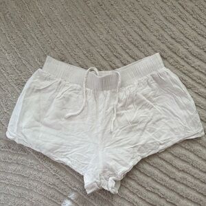 Princess Polly White Cotton Blend Lounge Shorts Drawstring Waist size US4 EU36